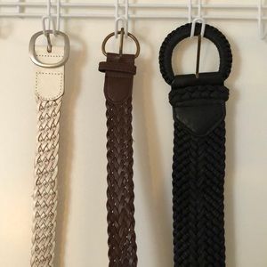 Braided belts combination (white, brown, black)